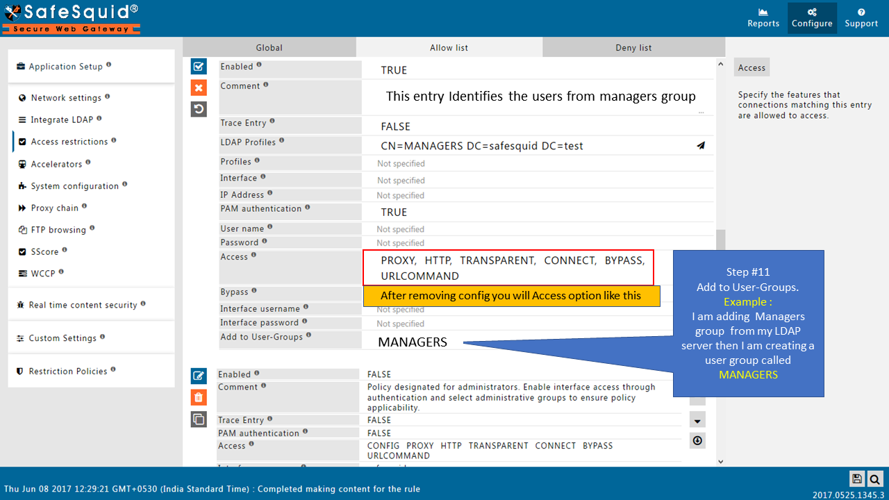 Edit Policies to add LDAP users - Add Usergroup