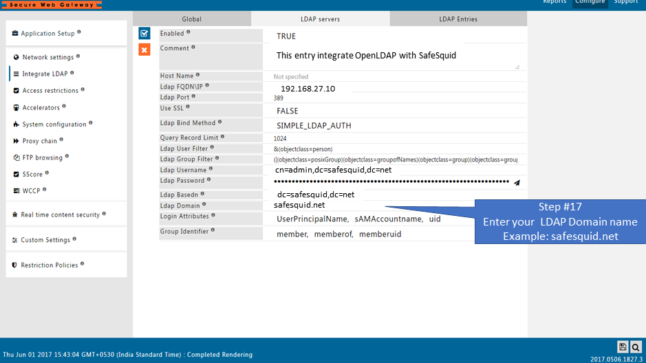 Enter LDAP Domain name to fetch the entries from LDAP server