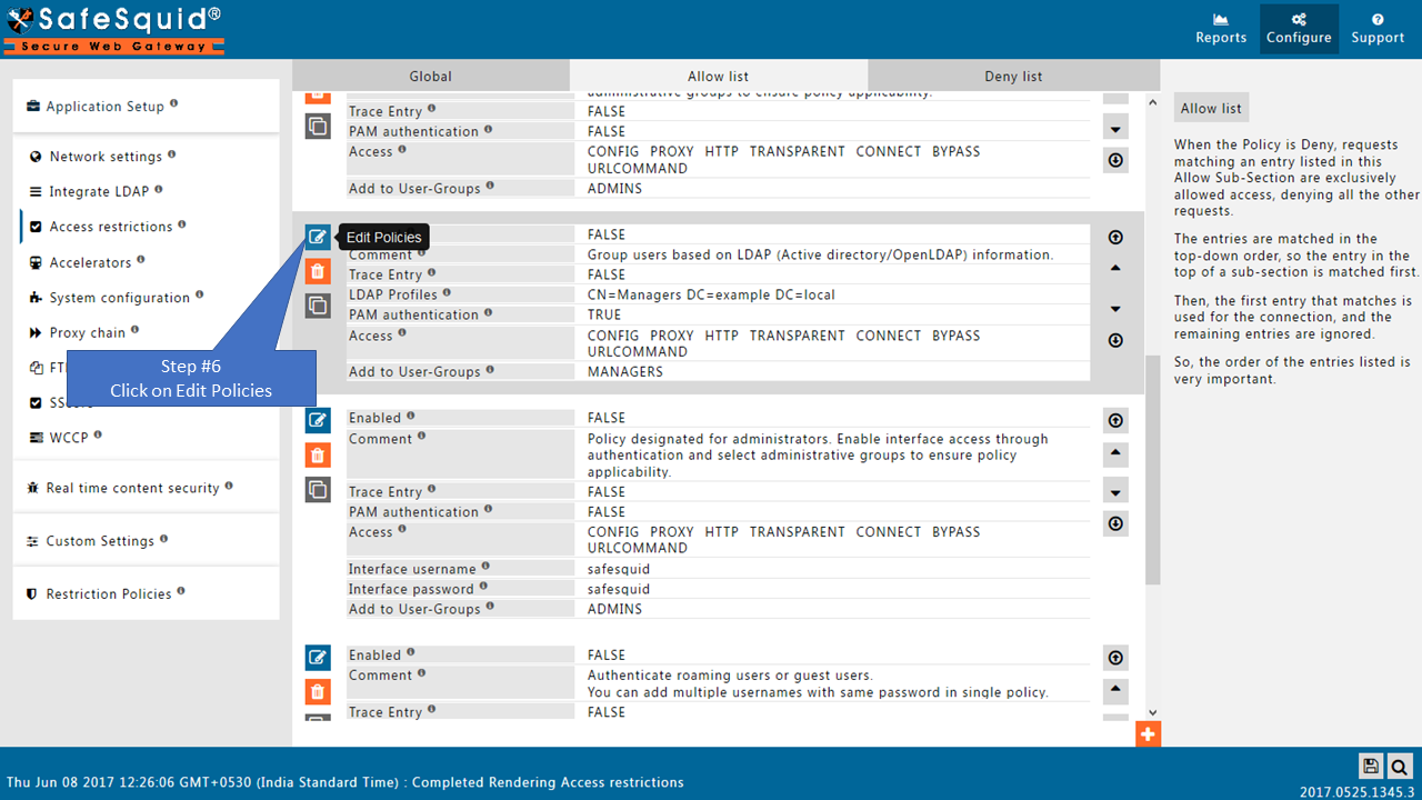 Edit Policies to add LDAP users