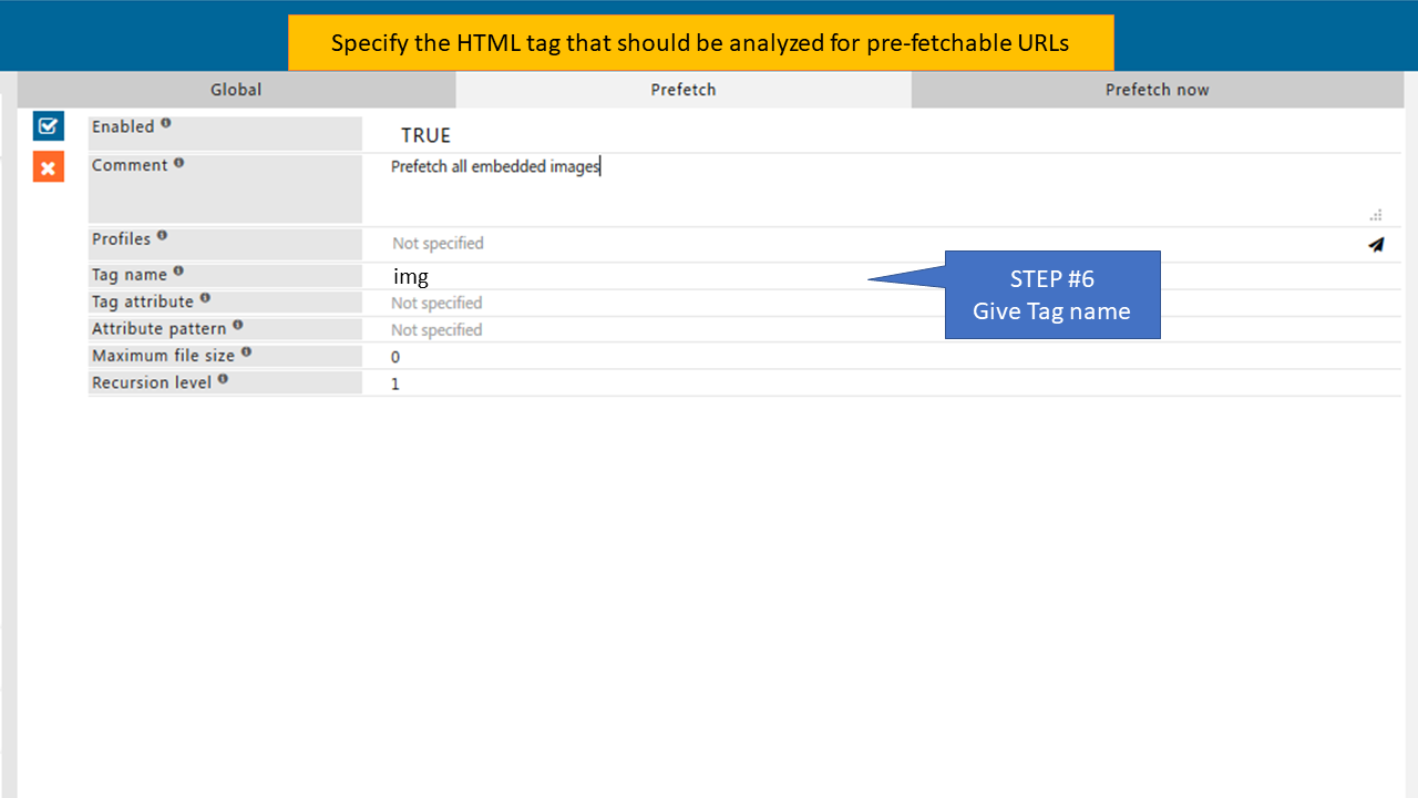 specifying the html tag that should be analyzed for prefetchable URLs