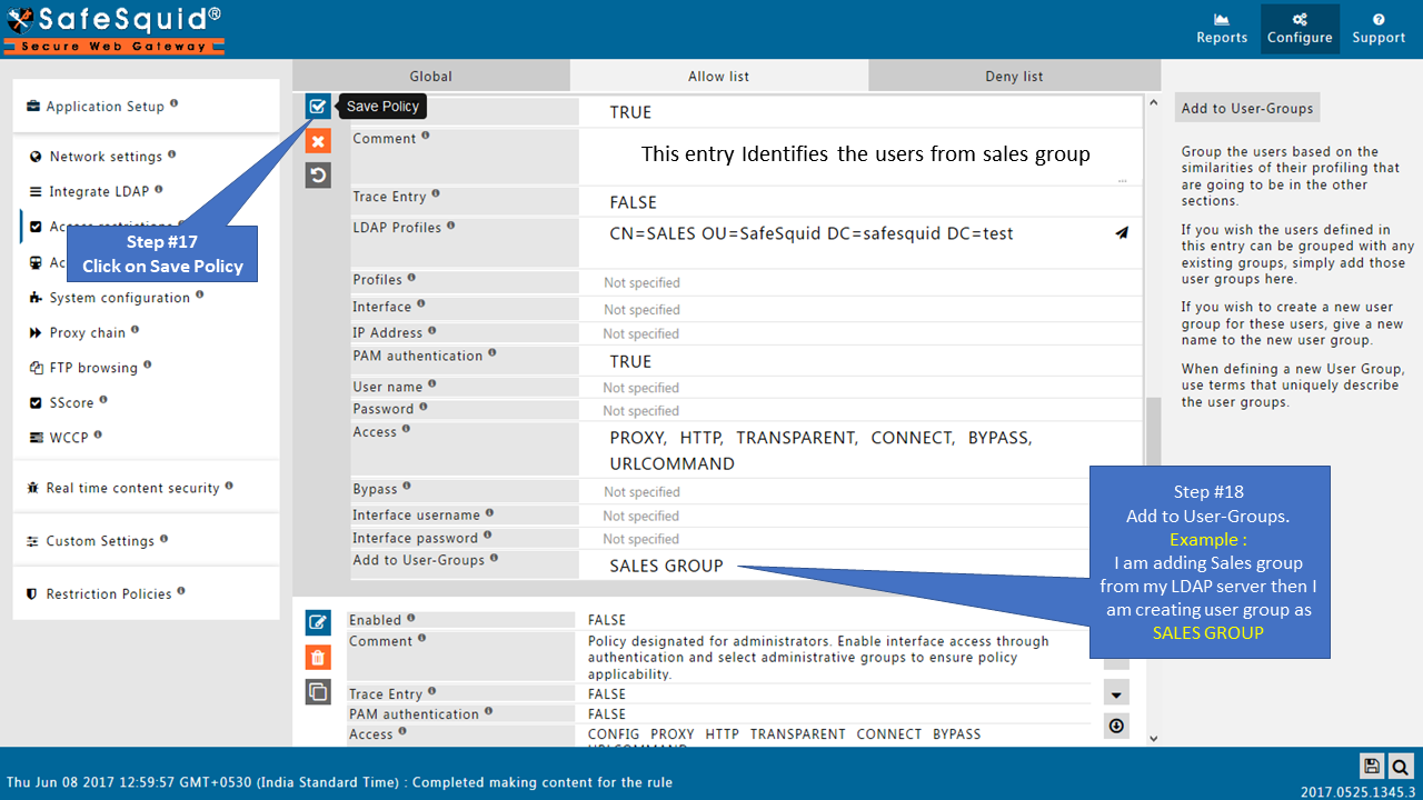 Create New user Group or select existing user group