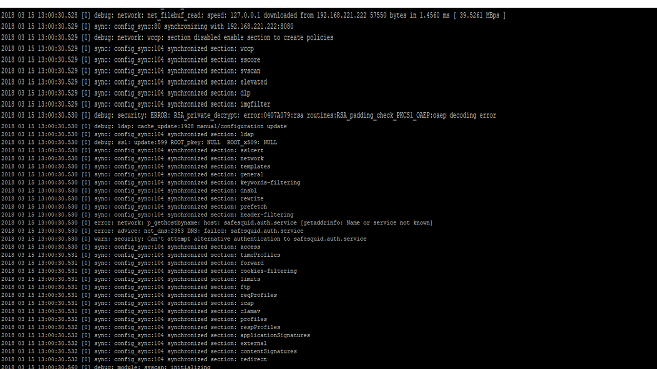 Verifying the synchronization of defined sections on Slave server