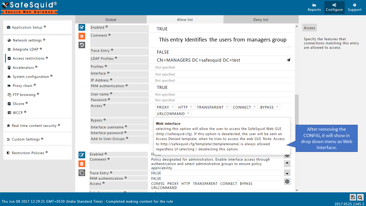 Edit Policies to add LDAP users - Select Access option