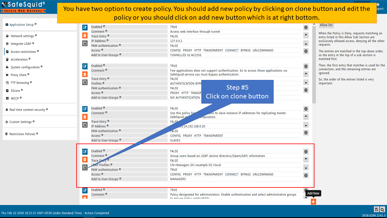 Add new policy in Allow section by clone it or by add new one