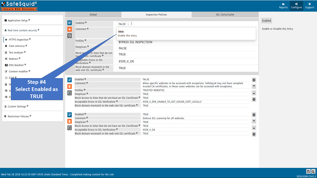 Select enabled as true of Bypass SSL Inspection policy to allow anydesk