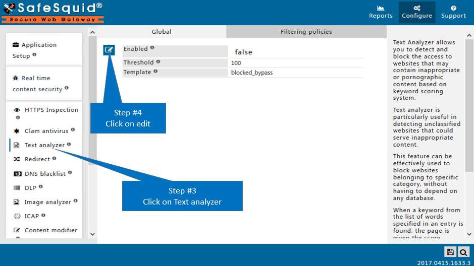 Select Text Analyzer section to block inappropriate content by using text analysis