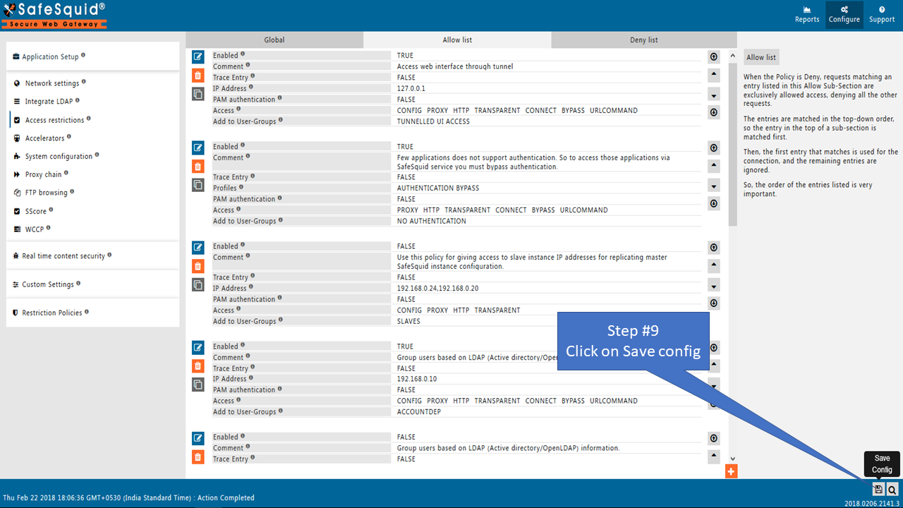 Save policy Configuration to include or exclude user based on their Network IP