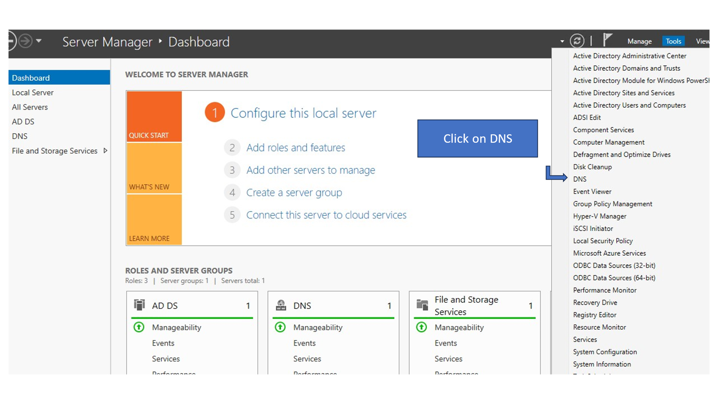 Select DNS Option to add safesquid server In Active Diretory