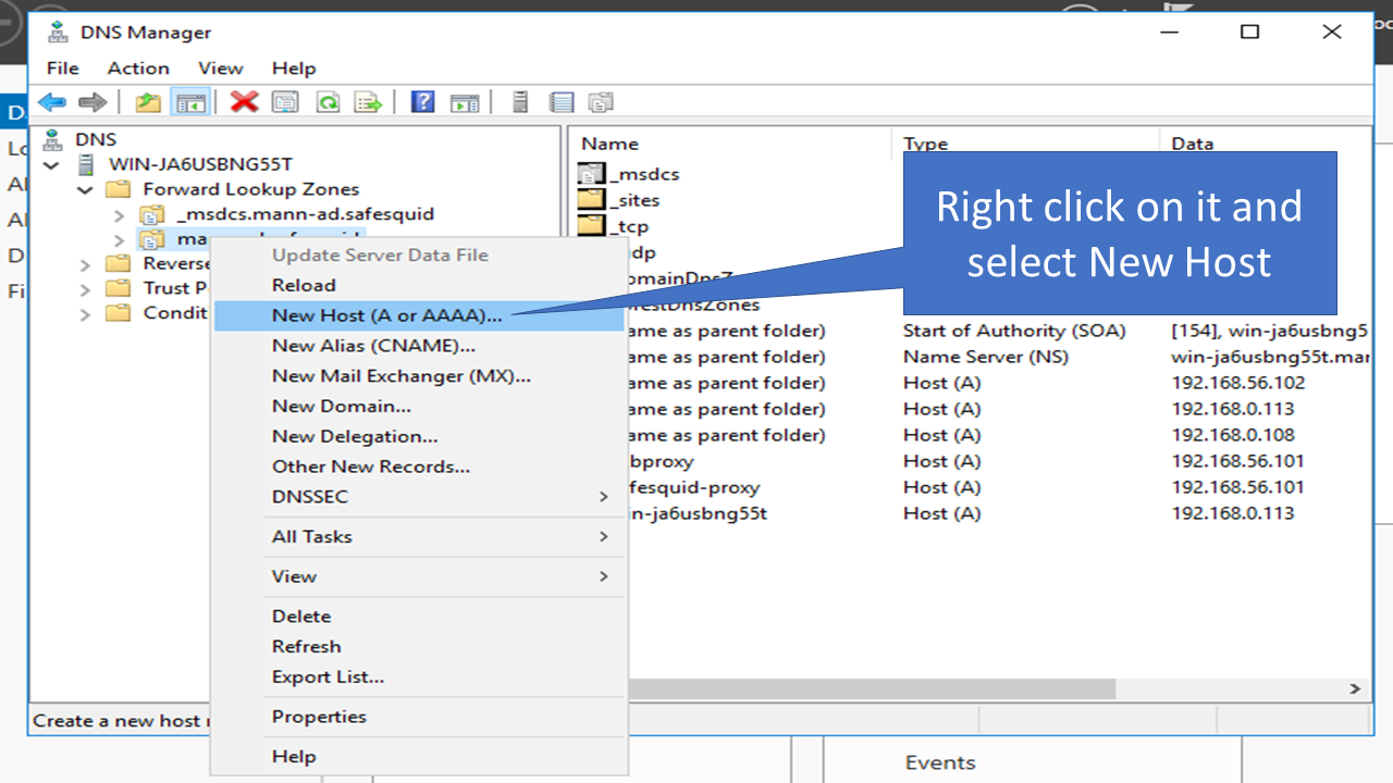 Add New Host by selecting New Host option for Kerberos SSO Authentication Setup