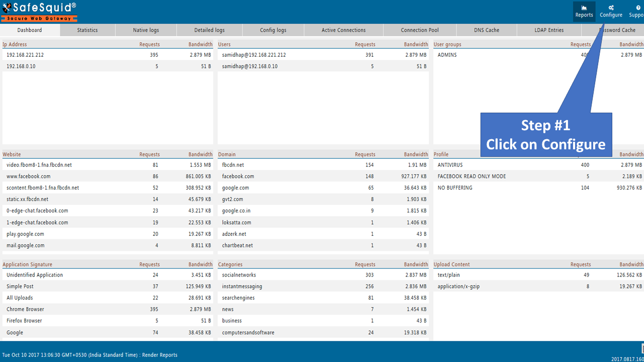 Access safesquid user interface to enable Facebook read only mode