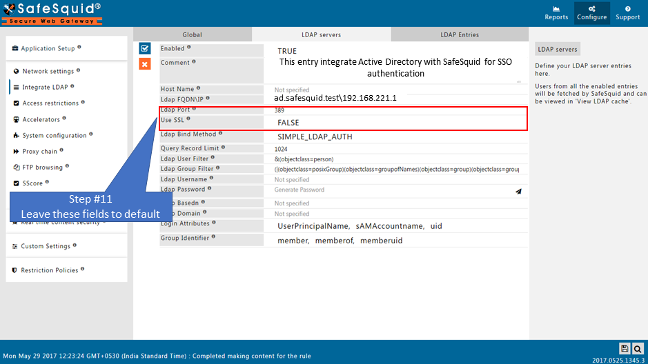 leaving ldap port and use SSL to their default 