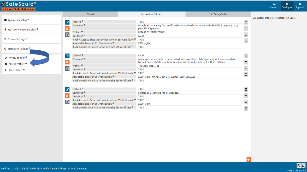 Select Access profiles in Restriction policies section to allow anydesk