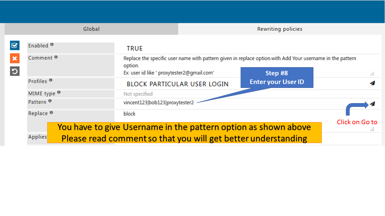 entering the desired username pattern