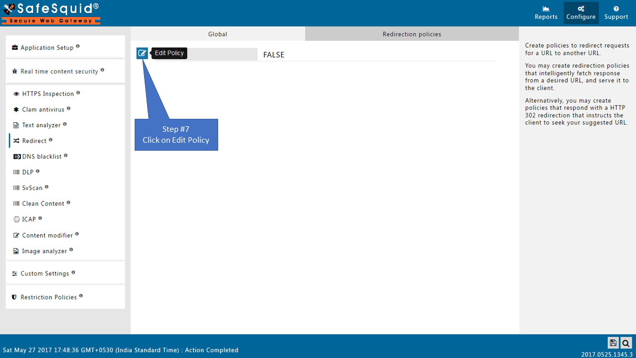 clicking on edit policies in global