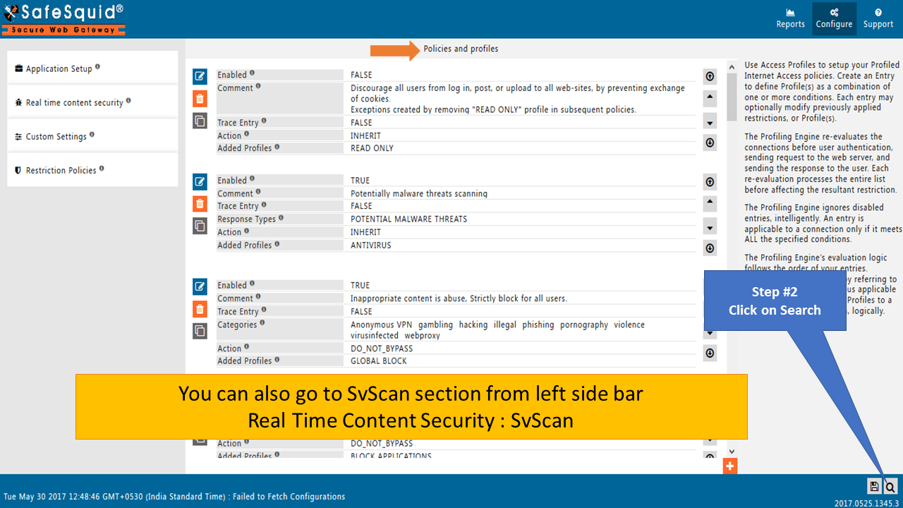 you can go to svscan section from the sidebar or also you can search for it