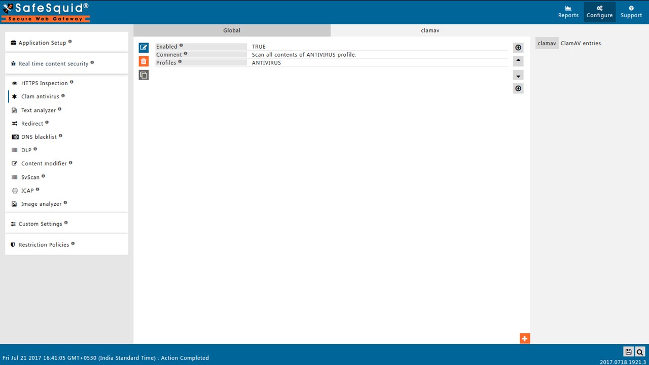 Enable the default policy in the subsection for virus signature detection