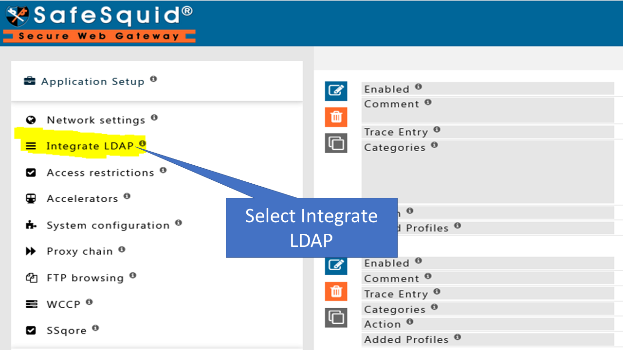 selecting integrate LDAP in application setup