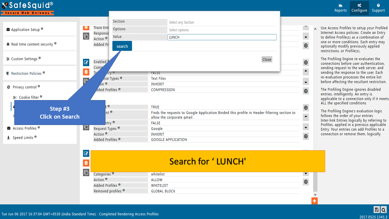 Search for default policy Lunch