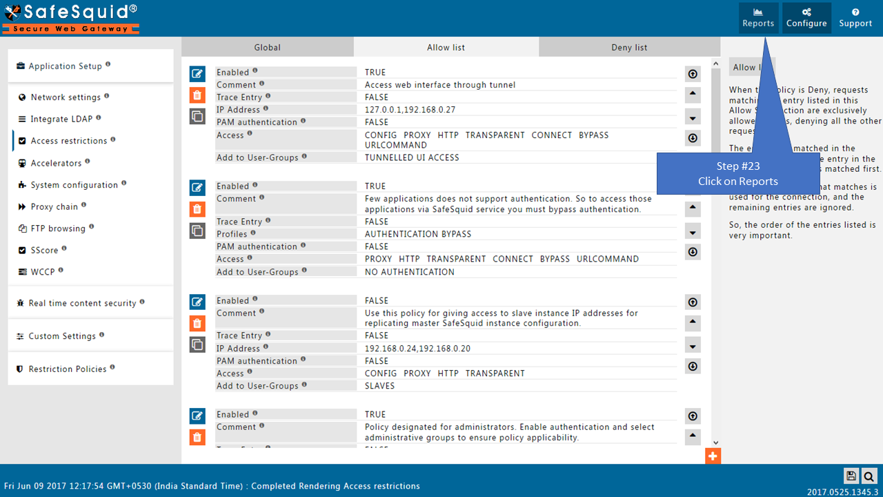 To view User Authentication click on reports