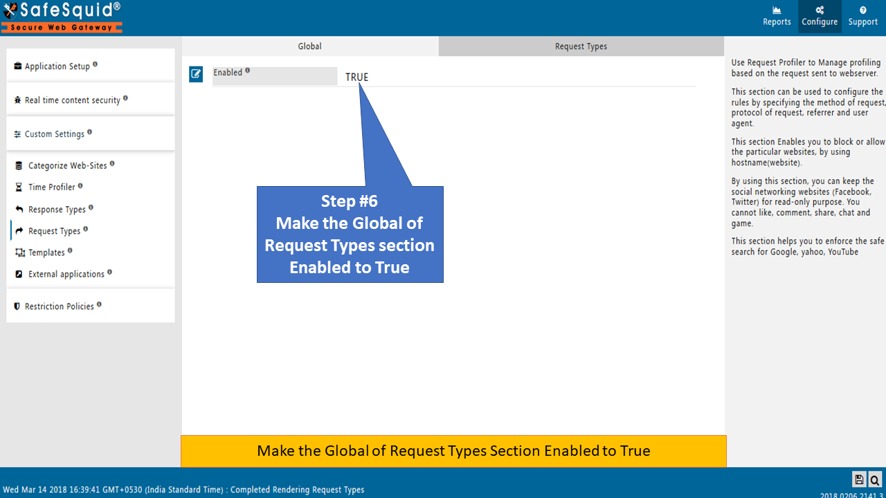 Select Global of Request Types Section is Enabled to True to Allow Specific YouTube Channel and its Playlist