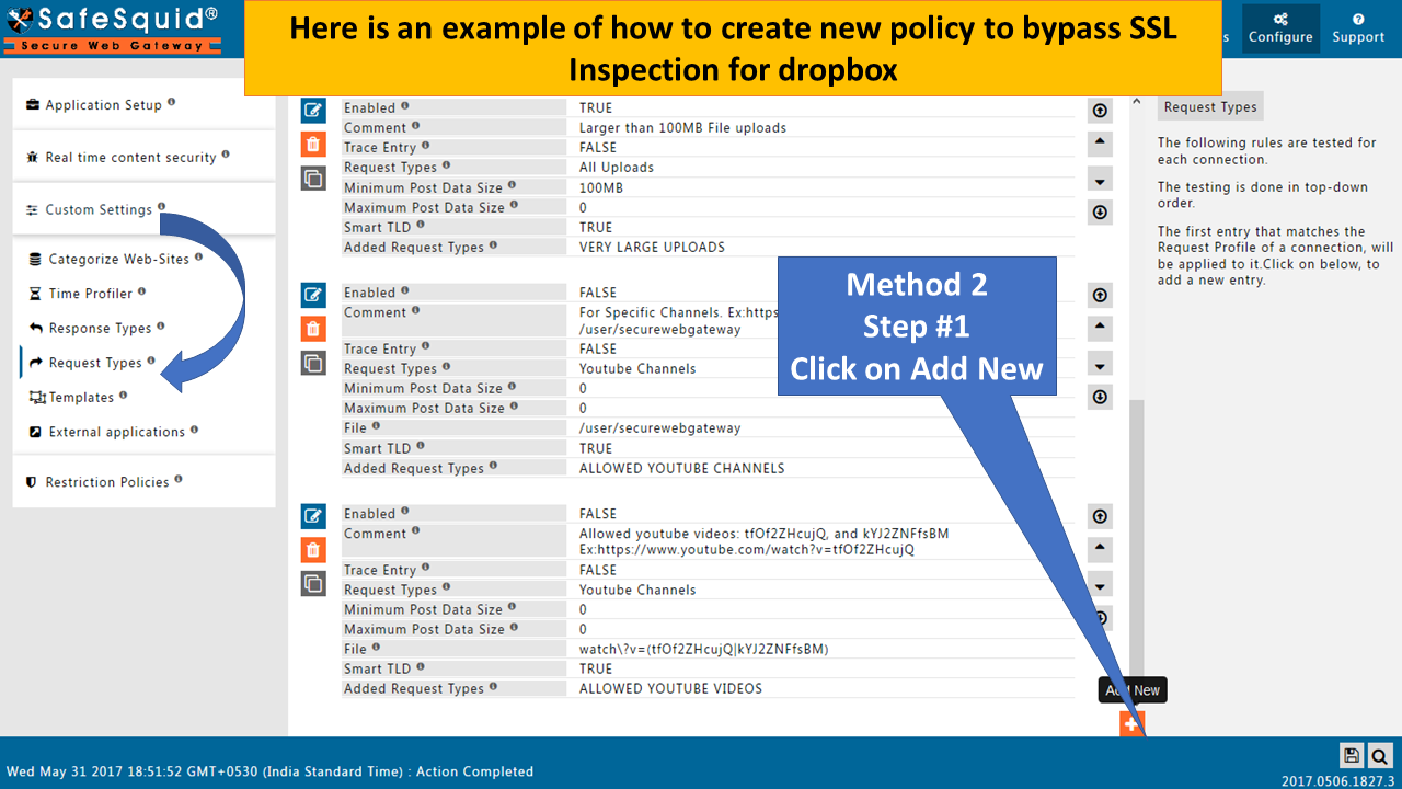 example of how to create new policy to bypass SSL inspection