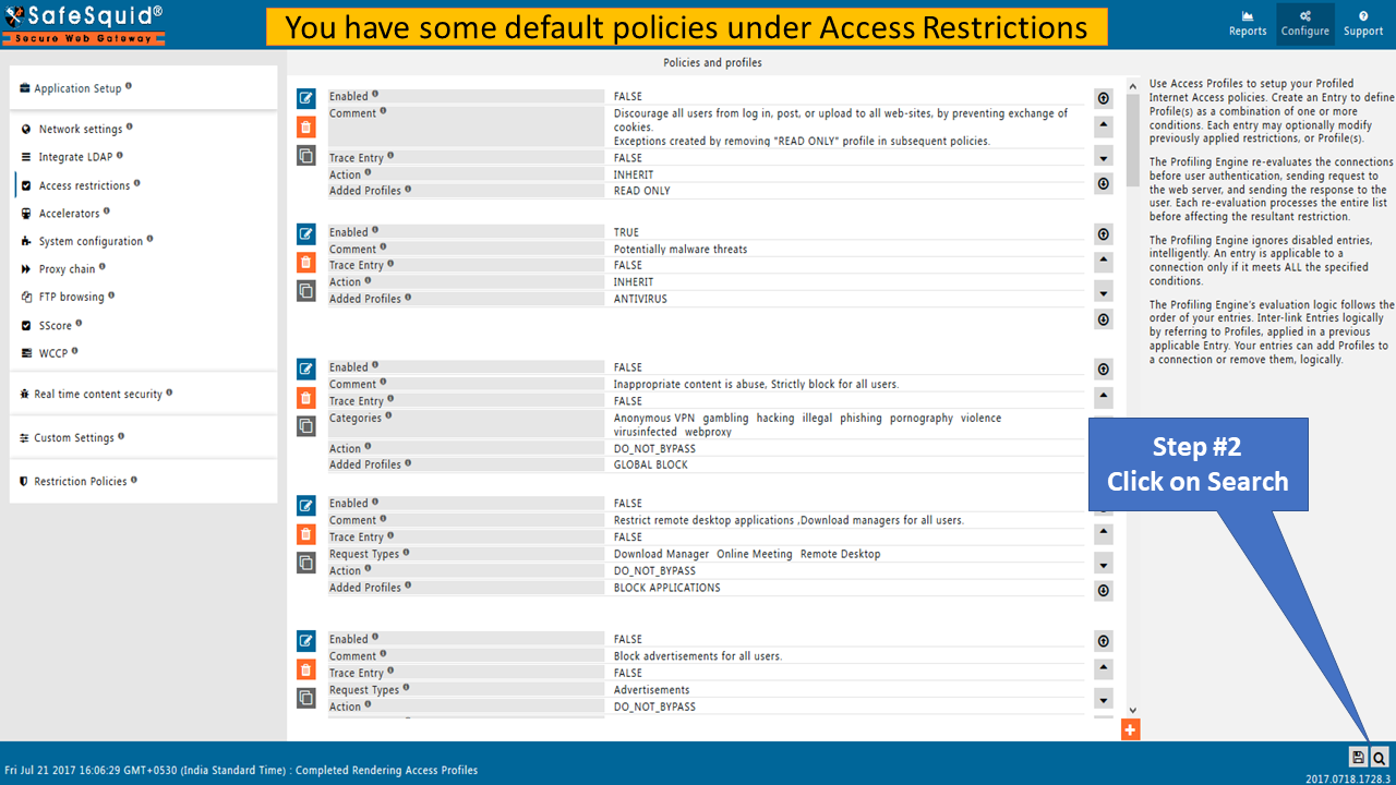 click on search in access profiles