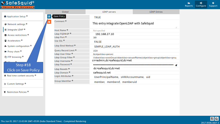 Save policy to fetch the entries from LDAP server