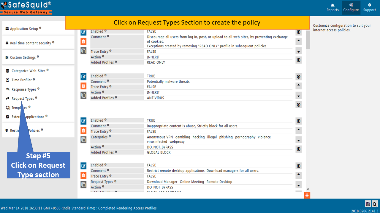 Click on Request Types Section to create the policy to allow Specific YouTube Channel and its Playlist