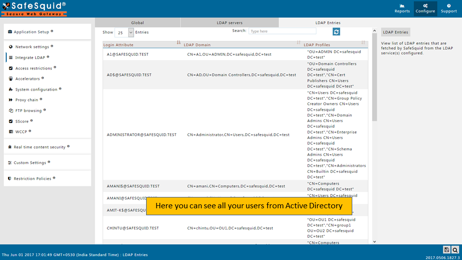 showing all the users from directory in ldap entries tab