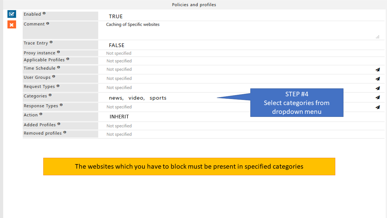 selecting the desired categories in categories drop down