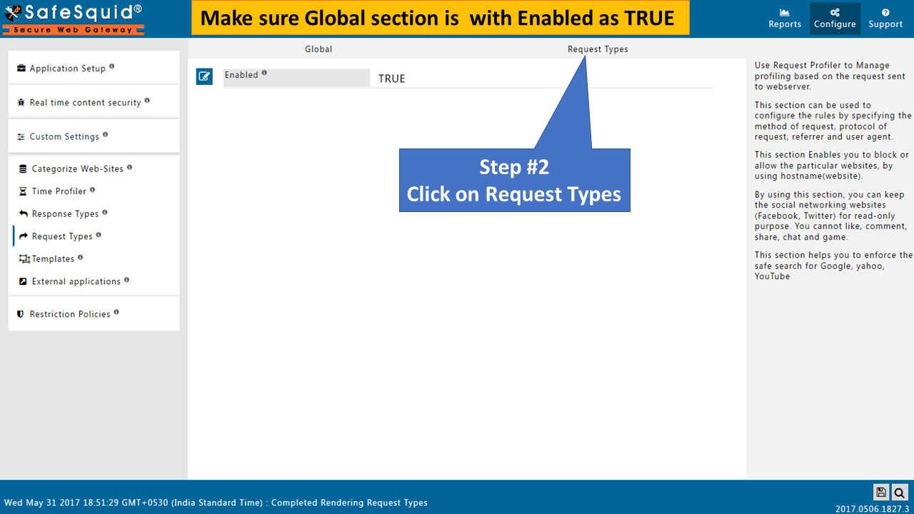 going to request types in request types section in sidebar