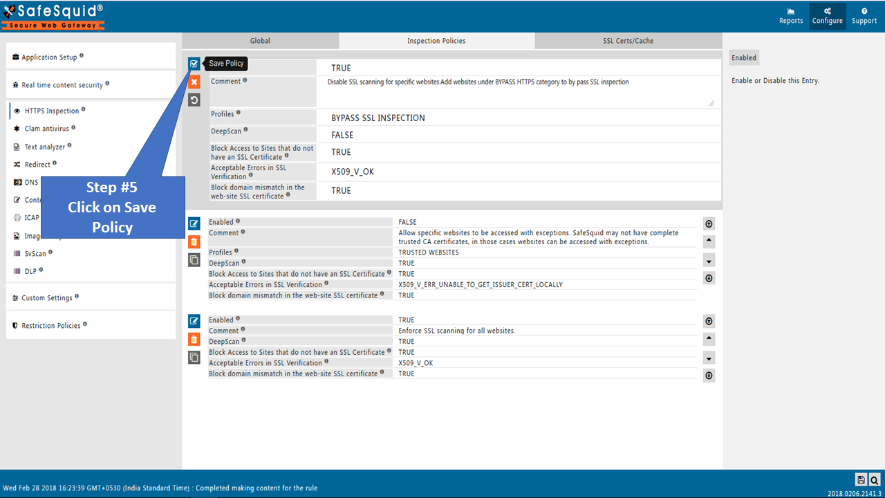 Save Bypass SSL Inspection policy to allow anydesk