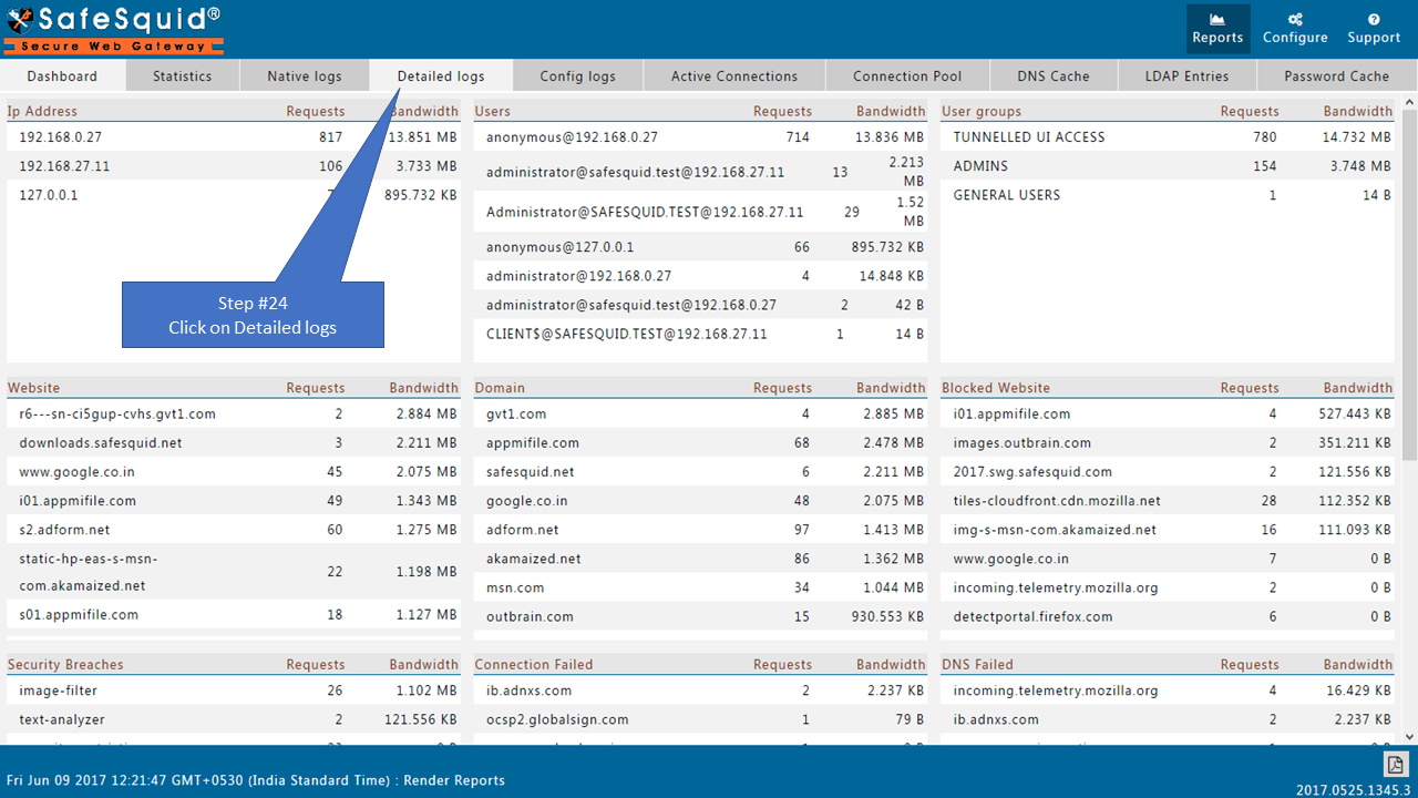 To view User Authentication click on detailed log