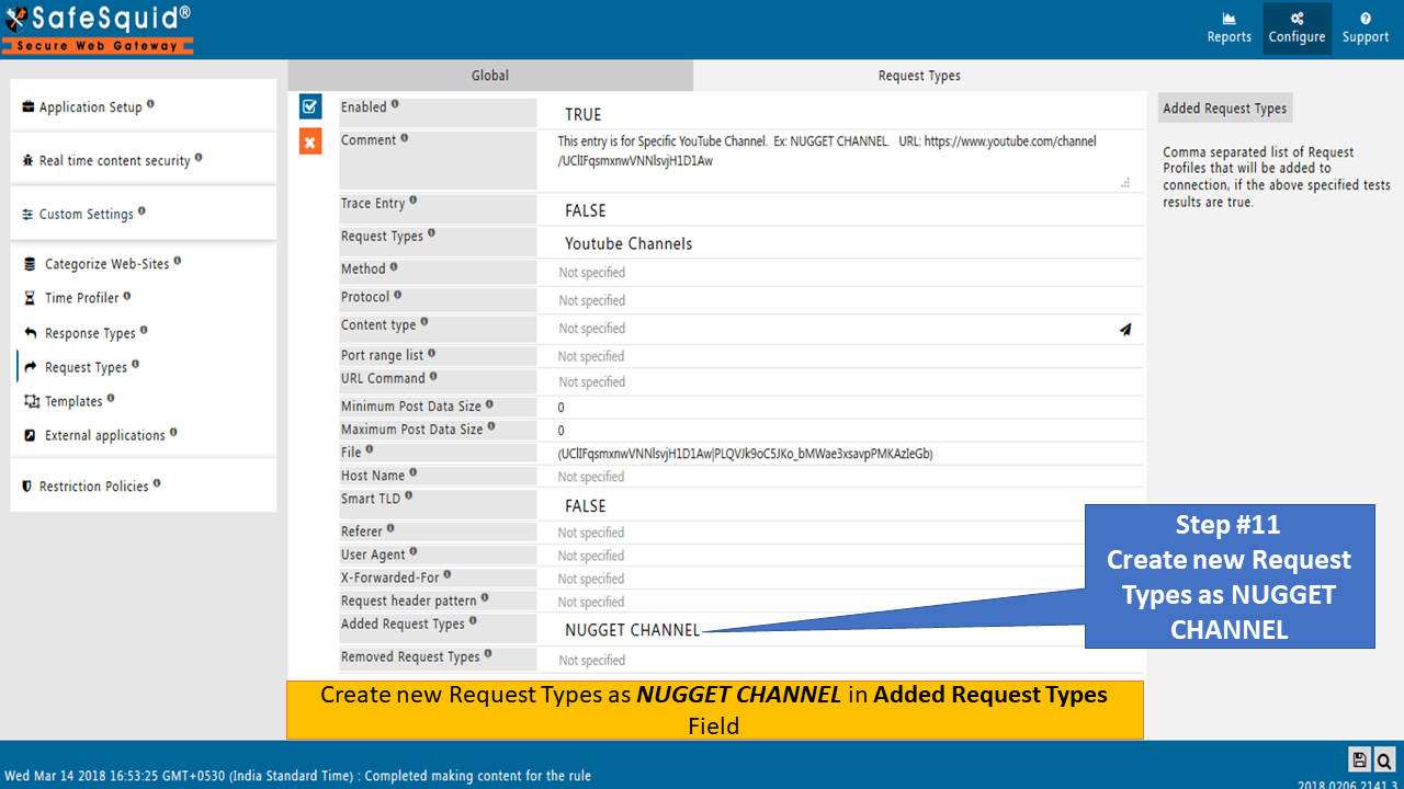 Create new Request Types as NUGGET CHANNEL in Added Request Types Field to Allow Specific YouTube Channel and its Playlist