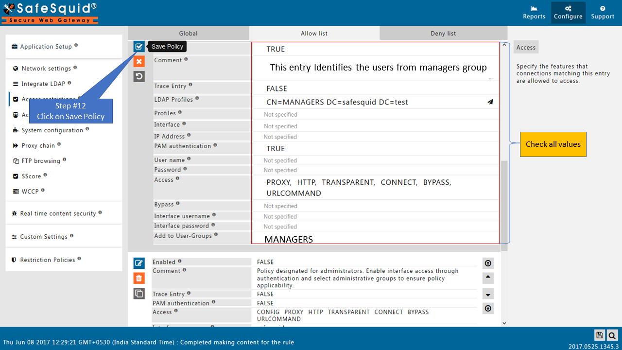 Edit Policies to add LDAP users - Save policy