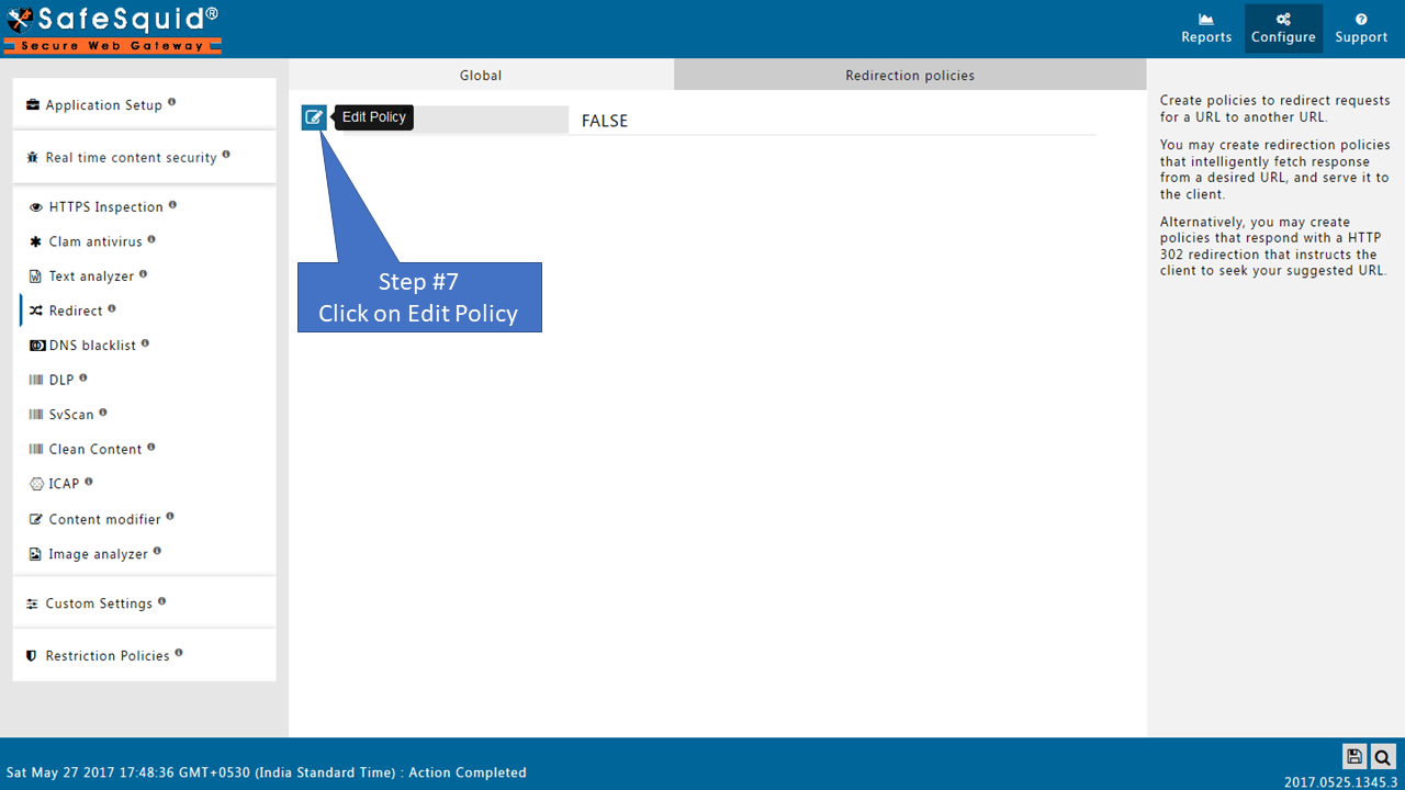 clicking on edit policies in global