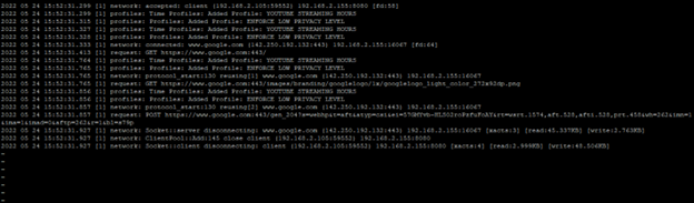 showing Output of find client id.sh with LOG_LEVEL set to everything but not debugging