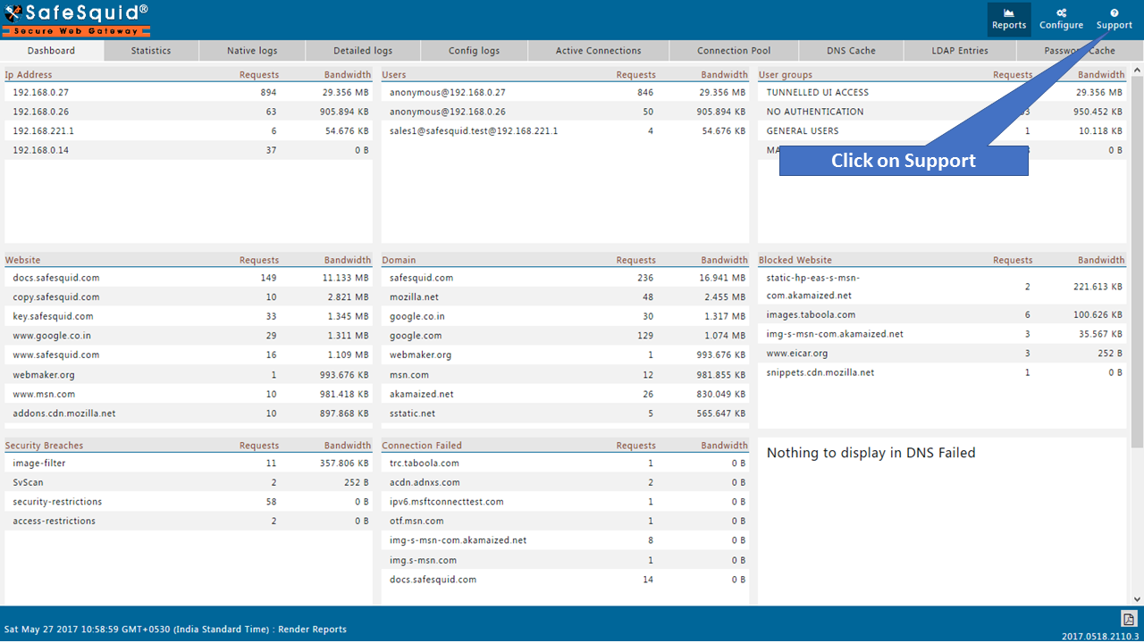 clicking on support to validate product activation