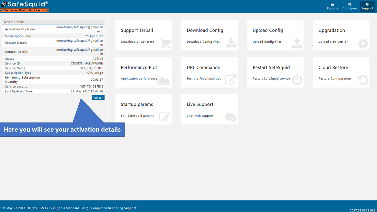 showing activation details in license details