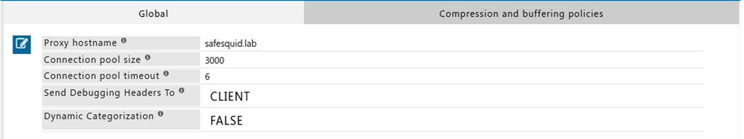 rule showing proxy hostname set as safesquid.lab in the global section