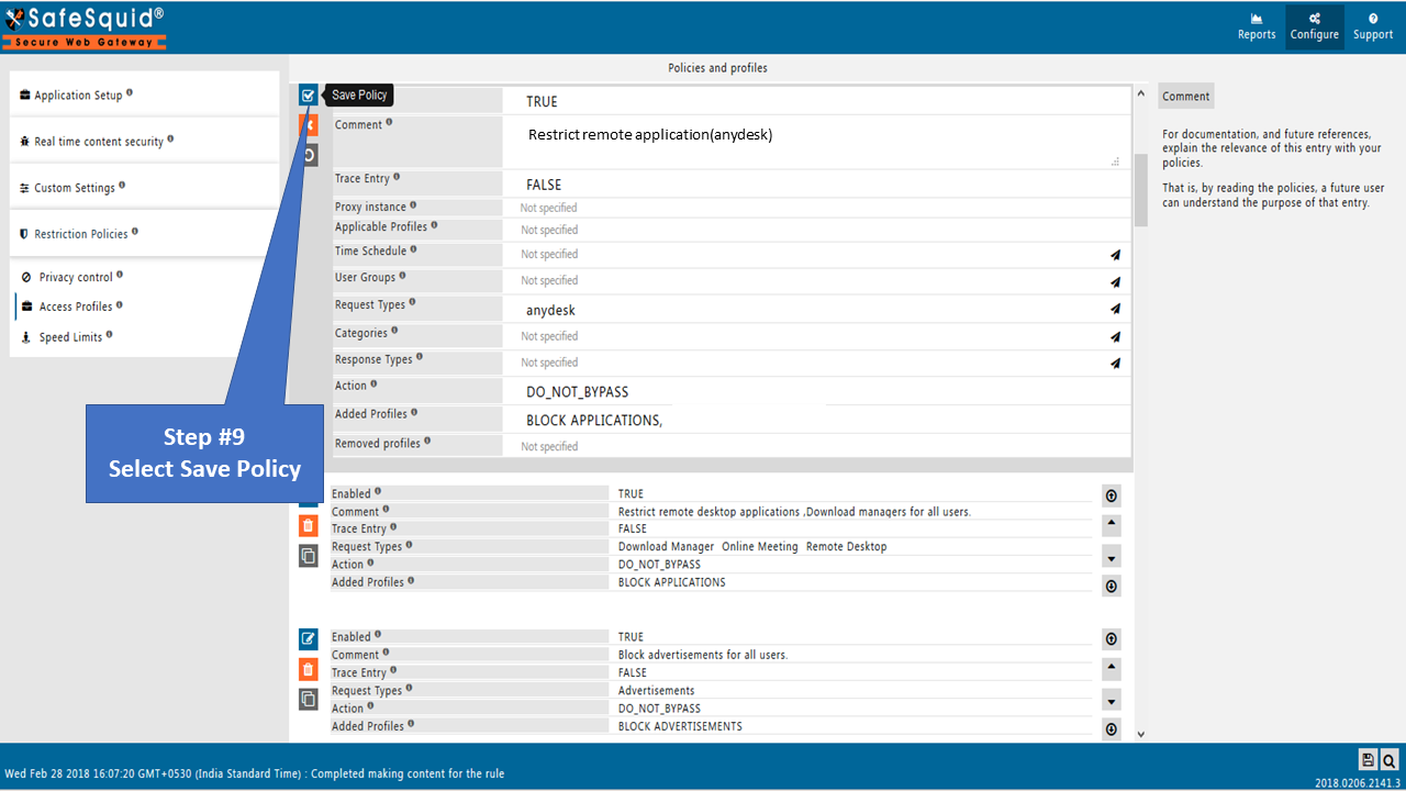 Save Restrict anydesk policy