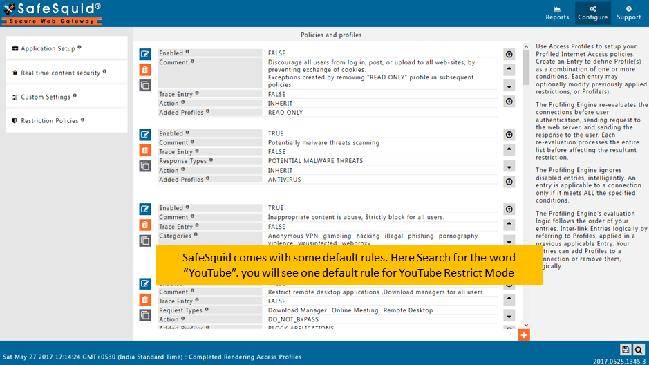 Default rule to enforce YouTube restricted mode