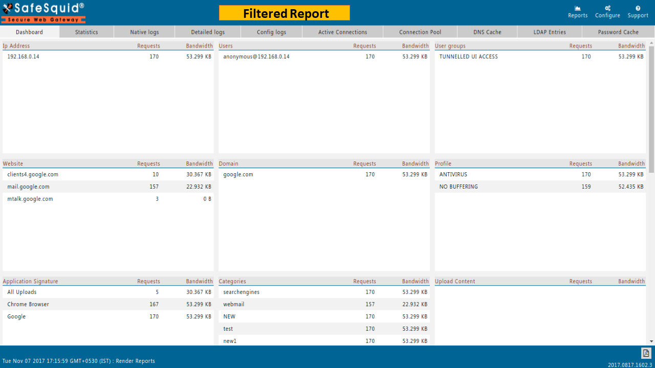 Safesquid filtered report.