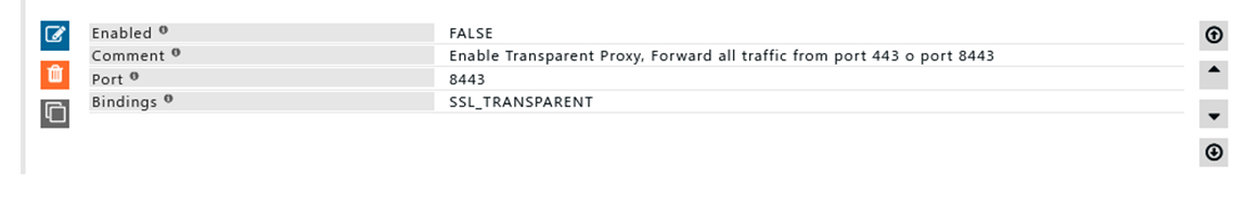 policy showing all traffic from port 443 forwarded to port 8443