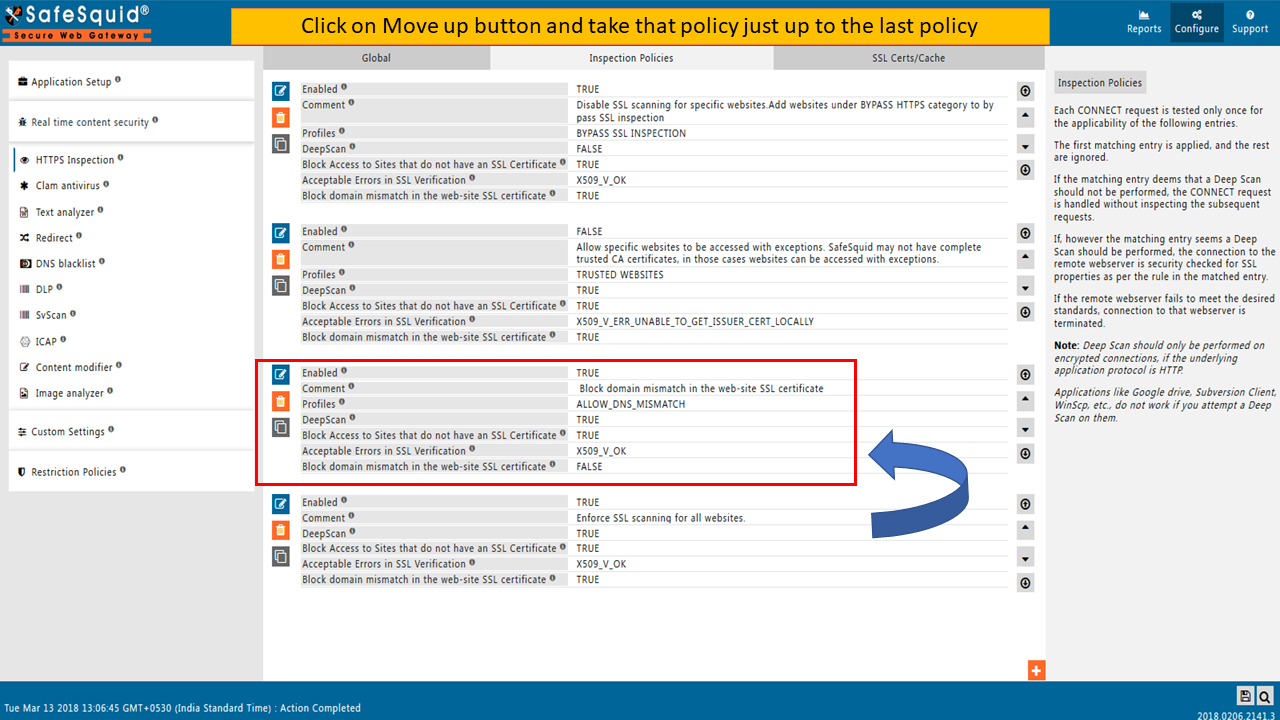 moving up the created policy just above the last policy