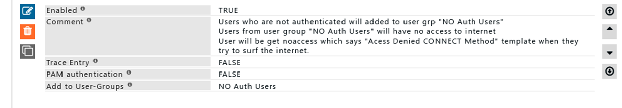 showing rule which will add users to no auth users group 