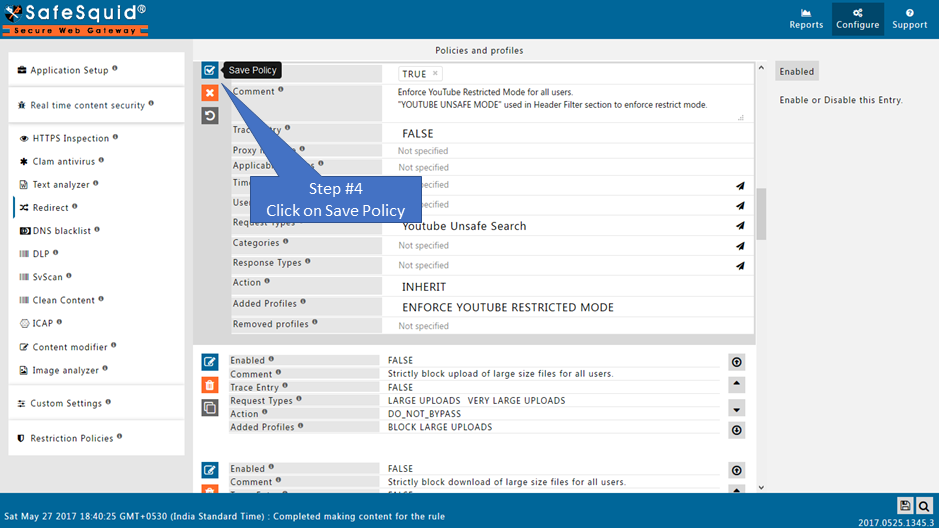 Save policy to enforce YouTube restricted mode