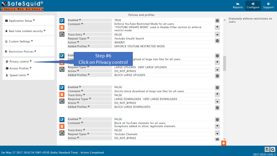 Select Privacy control section