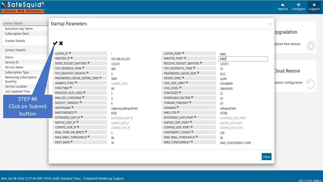 Save edited Startup parameters in startup parameters