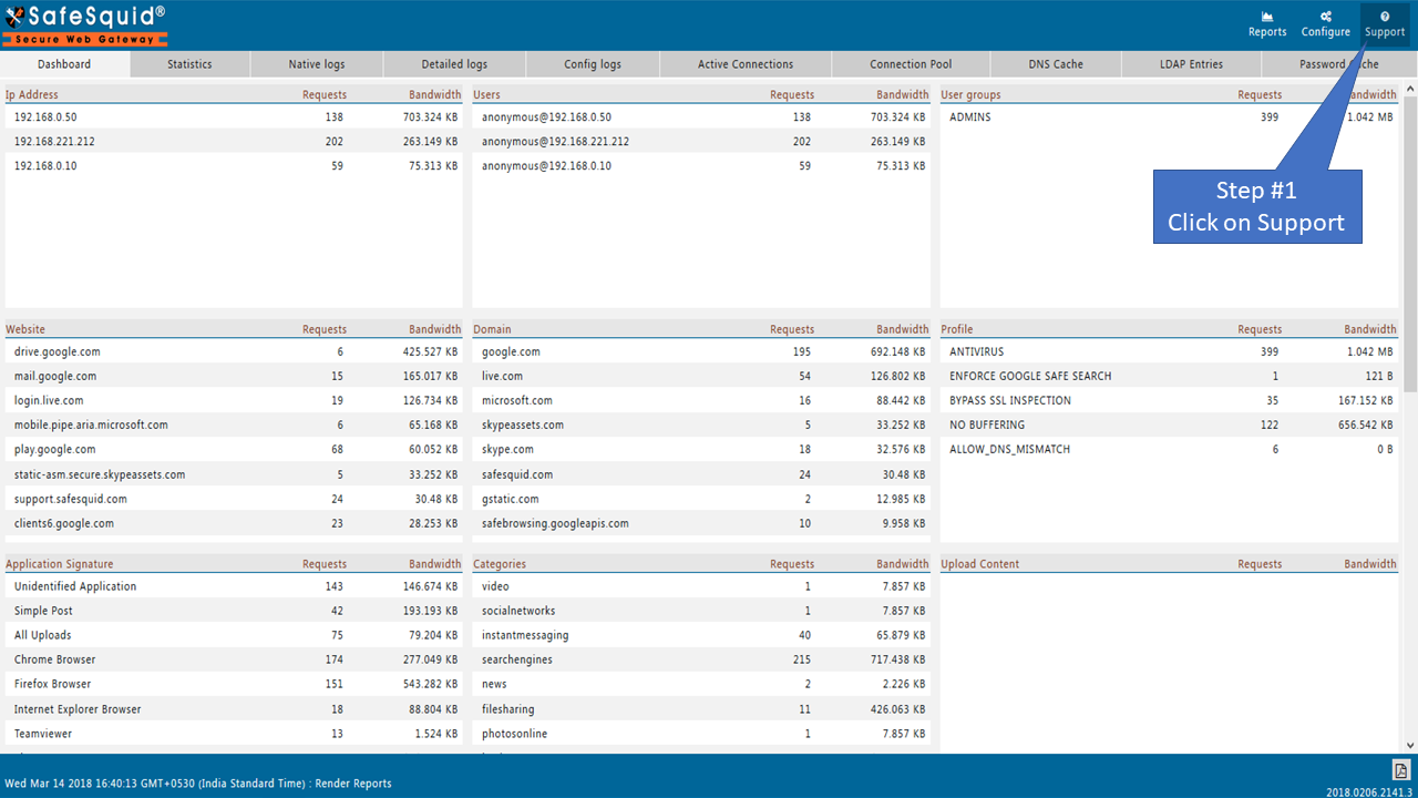 Access the SafeSquid User Interface to configure cloud restore